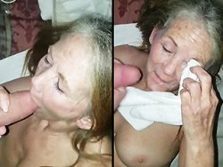 Oma - Die 70-jährige Oma bekommt nach dem Blowjob eine große Gesichtsbehandlung