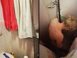 Voyeur - Er erwischt seine Frau beim Masturbieren unter der Dusche