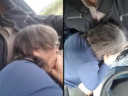 Französisch - Oma saugt seinen Schwanz in ihrem Truck